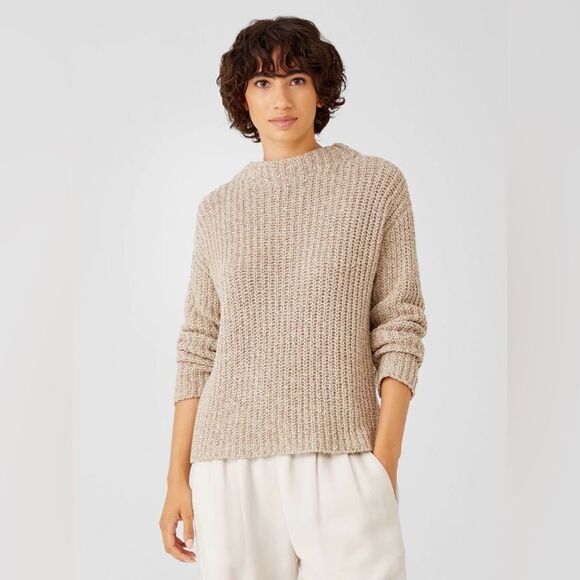 EILEEN FISHER Peruvian Organic Cotton Boucle Box-Top - Picture 1 of 9